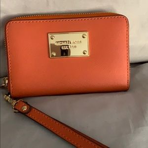 Orange Michael Kors Wrist Wallet